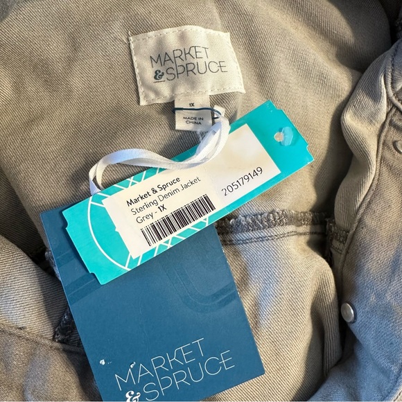 Market & Spruce Sterling Grey Denim Jacket size 1X NWT Stitch Fix Gray Jean - Picture 10 of 13